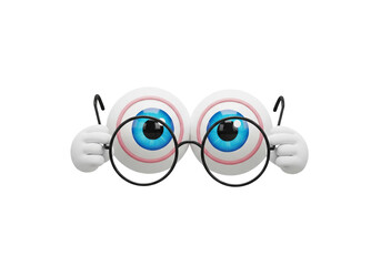 Fototapeta premium Animated Eyes Peeking Over Glasses with Cartoon Hands