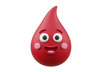 Obraz premium Happy Cartoon Blood Drop Character with a Friendly Smile