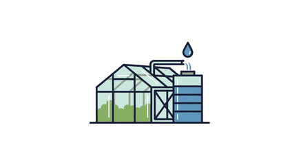Naklejka premium Greenhouse with rainwater collection system.