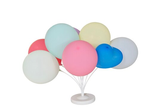 Colorful Pastel Balloon Bouquet on White Background