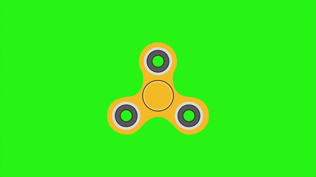 Animated hand spinning fidget spinner accelerating on green screen background