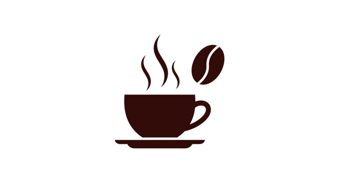 Brown Coffee Cup with Steam Rising.