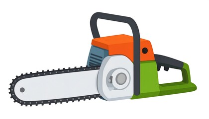 Fototapeta premium Colorful Chainsaw Illustration on White Background for Design.