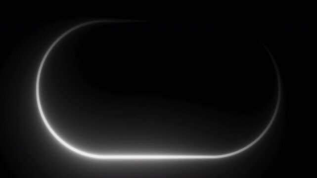 Strong rounded rectangle monochrome glowing frame with light moving around. Seamless 3D loop animation on transparent background in 4K 60fps with alpha channel for UI and overlays.