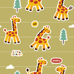 Fototapeta premium Cute Cartoon Giraffe Seamless Pattern for Kids