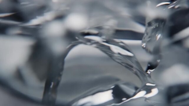 Fluid dynamics macro shot of transparent liquid flowing on curved surface realistic refraction and reflection cinematic viewpoint