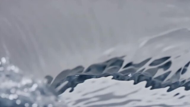 Elegant curved liquid wave formation in mid air high detail fluid physics soft studio lighting gentle push forward