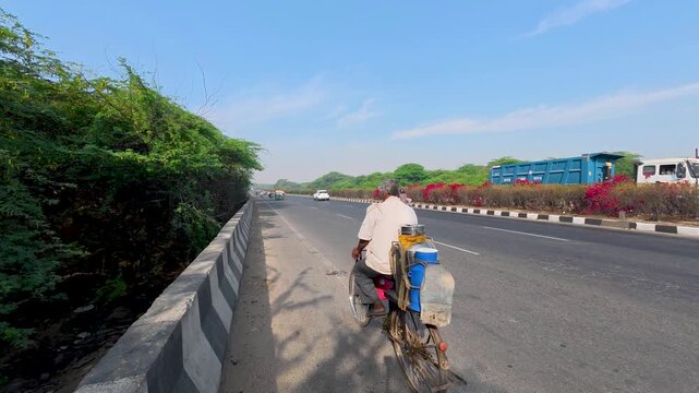 Busy traffic driving on an indian highway