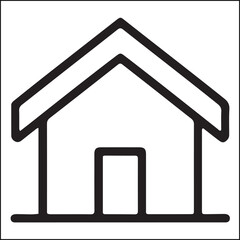Fototapeta premium Simple line icon of a house with a triangular roof and a door