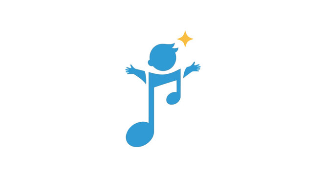 Blue music note with star.