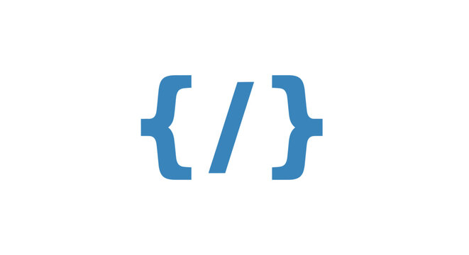 Blue programming code symbol bracket.