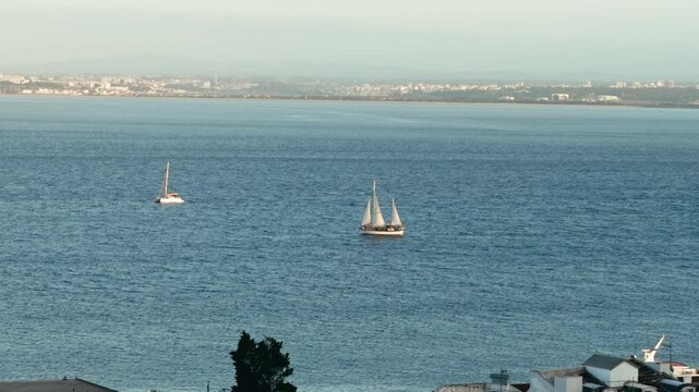 Boat Sailing In The Water In Lisbon