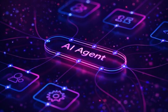 Al agentic workflow automation artificial intelligence agent software interface nodes triggers data toot dashboard coding icon flow process database technology 3d rendering image