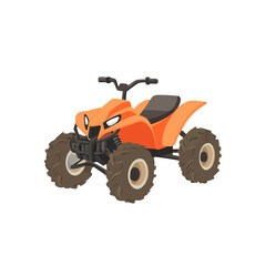 Naklejka premium A stylized illustration of an orange four-wheeled all-terrain vehicle, likely used for off-roading
