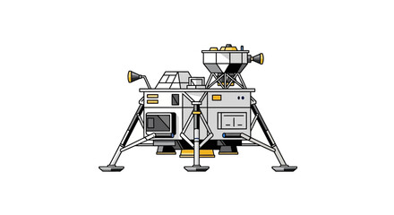 Flat design illustration of a lunar lander module, representing space exploration and scientific © jaka-Stock