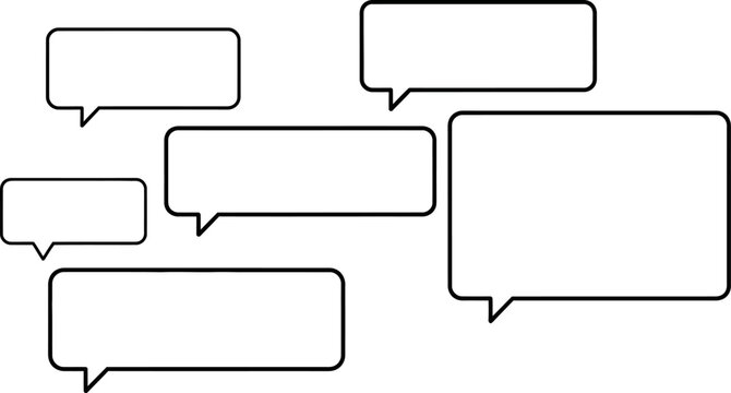 Versatile collection of blank speech bubbles for dialogue, communication, and interactive interface designs, ideal for frequently asked questions and user comments