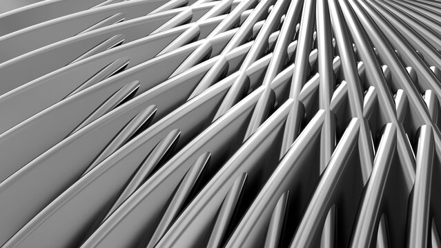 Silver metal striped pattern background, 3d rosette lines design, abstract minimal background.