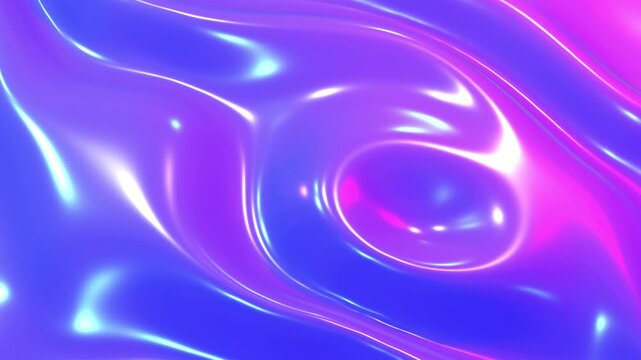 Purple blue plastic shiny background, latex glossy foil texture pattern, shiny and lustrous satin silk waves, 4K video animation.