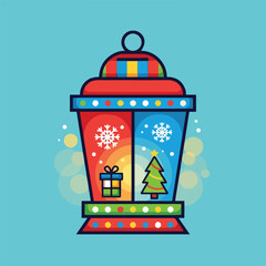 Obraz premium Colorful Christmas Lantern Decoration Ornament.