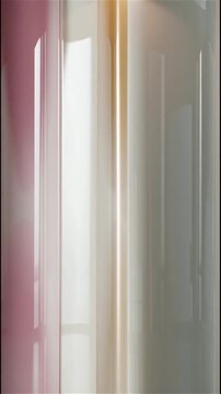 Abstract glossy vertical stripes shimmering with soft pastel pink and gold light