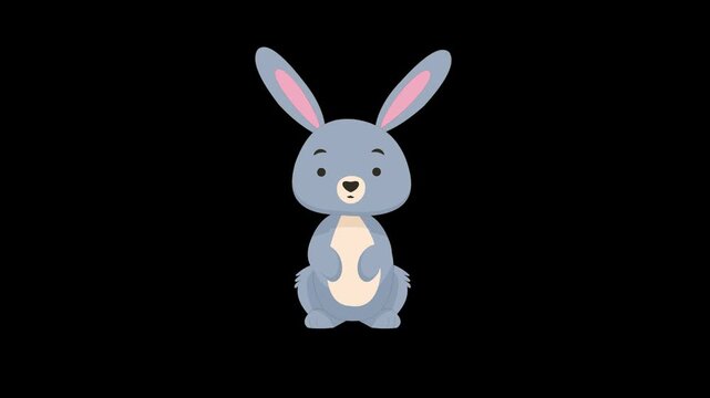 Cartoon Rabbit Animation in Loop With Alpha Channel