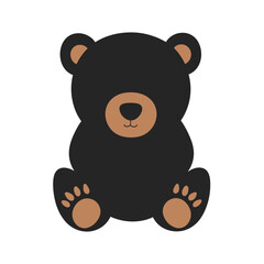 Naklejka premium A cartoon bear sitting with its paws out. It has a round face with tan ears and muzzle