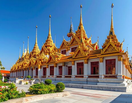 Stunning Golden Temple Architecture in Bangkok, Thailand.