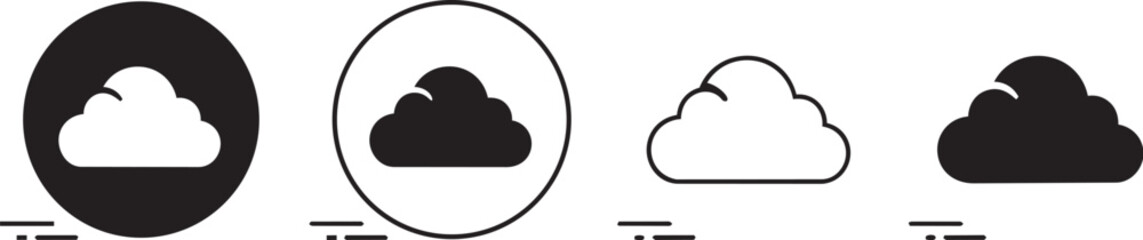 Fototapeta premium A set of cloud icons in different styles and colors