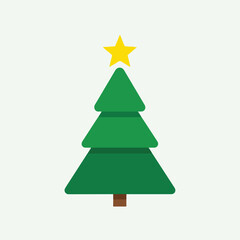 Obraz premium Green Christmas Tree with Yellow Star.