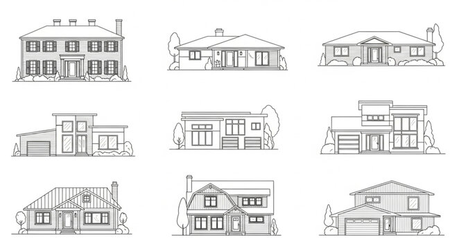 House Architectural Line Drawings.