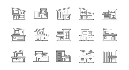 Fototapeta premium House Architectural Line Drawings.