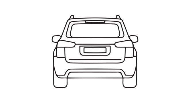 Rear view line drawing of a modern suv