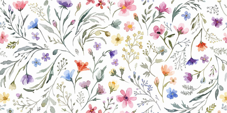 Subtle nature-inspired pattern featuring small blooms and organic leafy shapes