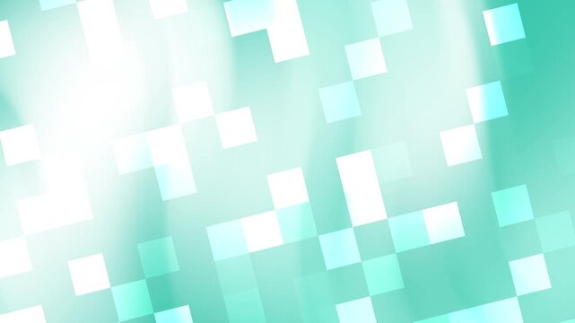 animated teal and white gradient background pixelated abstract background with square patterns. Suitable for digital graphic design projects needing a modern touch.
