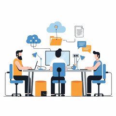 Fototapeta premium People working together at office desks.