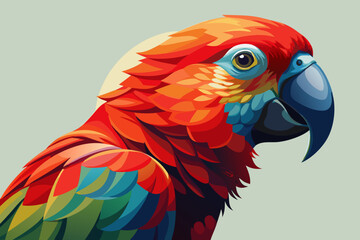 Obraz premium Scarlet parrot close up portrait against muted background