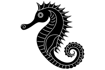 Fototapeta premium Seahorse silhouette depicted isolated on white background