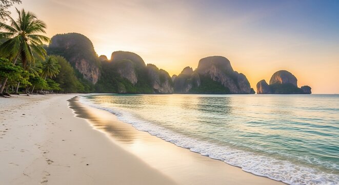 Beachfront landscape sunset