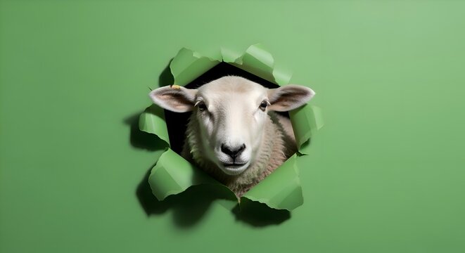 Funny eid ul adha wallpaper, funny sheep head pop out of green sheet, eid mubarak, bakra eid
