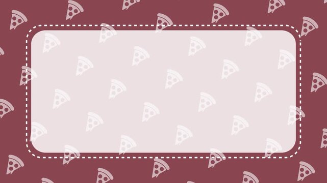 Seamless Cartoon Pizza Slice Pattern Animation with Dotted Frame and Copy Space