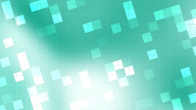 animated teal and white gradient background with scattered bright pixel squares. Suitable for tech presentations, digital marketing graphics, and modern web designs.
