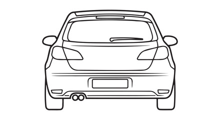 Fototapeta premium Rear view outline of a hatchback car