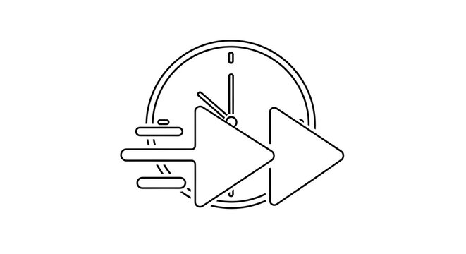 Fast forward time concept with clock and arrow symbol.