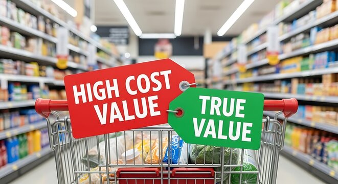 High Cost Value vs True Value Shopping Cart Comparison.