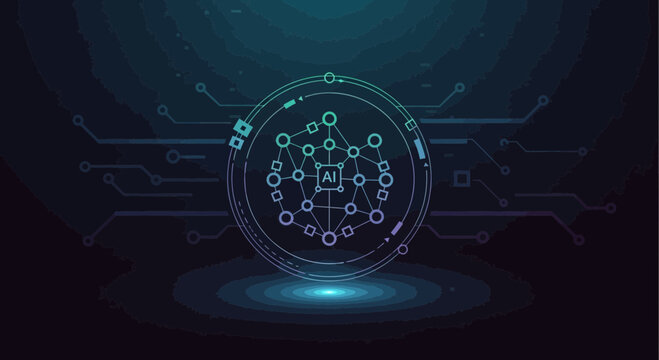 Artificial intelligence network concept design with circuit board patterns