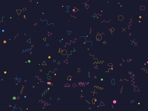 Bold Geometric Memphis Shapes Fun Colorful Abstract Background