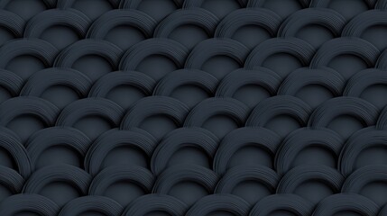 Obraz premium Dark gray seamless geometric pattern background texture. Dark gray seamless pattern showcasing abstract overlapping shapes creating a soft textured background
