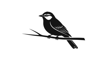 Obraz premium Black silhouette of a small bird.