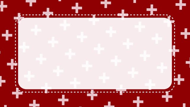 Swiss Flag Inspired Animated Motion Graphic Background with White Crosses on Red with copy space