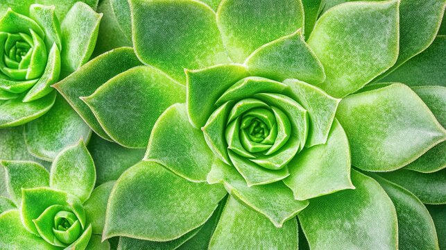 Vibrant Green Rosette Succulent Close-Up with Fleshy Geometric Leaves in Bright Light